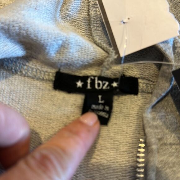 fbz Girls Grey Lightning Bolt & Heart Hooded Sweatshirt - Picture 4 of 5